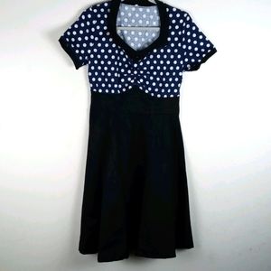 Black and Blue Polka Dot Dress